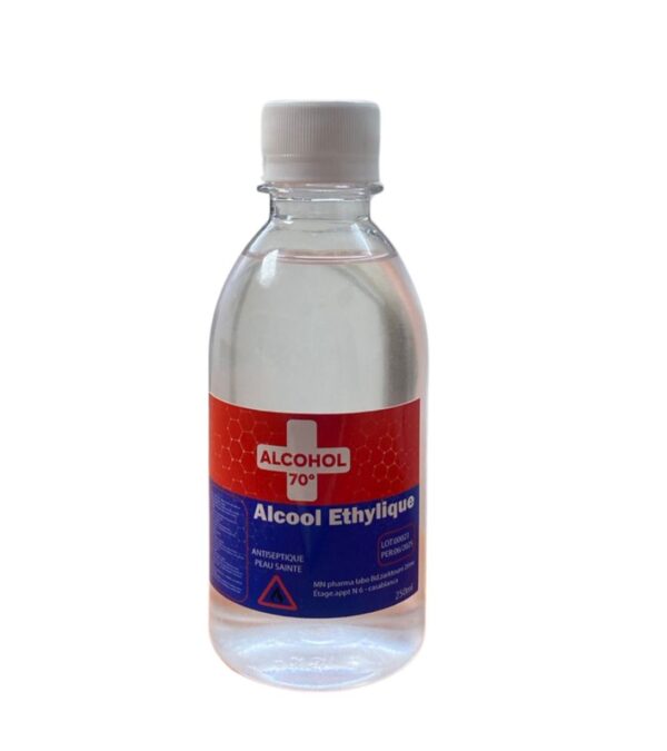 🌟 Alcool éthylique 70 degrés – Flacon 250 ml | Désinfection Efficace au Maroc