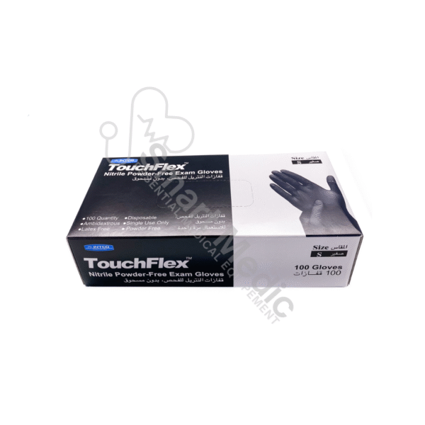 Gants Nitrile TouchFlex Noirs Sans Poudre (Boîte 100) | SMEDIC Maroc