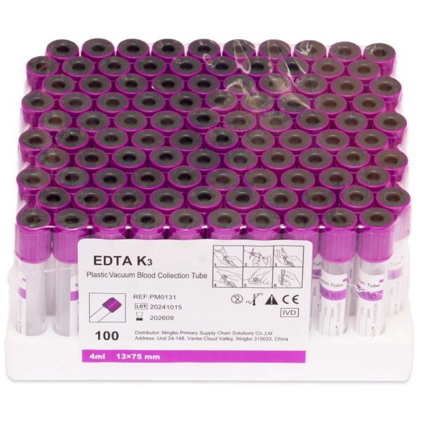 100 Tubes de Prélèvement EDTA Stériles – KDIM | SMEDIC Maroc